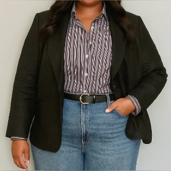 J CREW Parke Black Linen Blend Blazer Size 18 - Picture 1 of 12